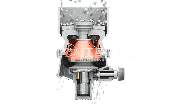 石灰石單缸圓錐破碎機(jī)破碎原理圖