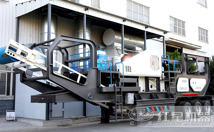 輪胎式移動破碎站+顎式破碎機(jī)